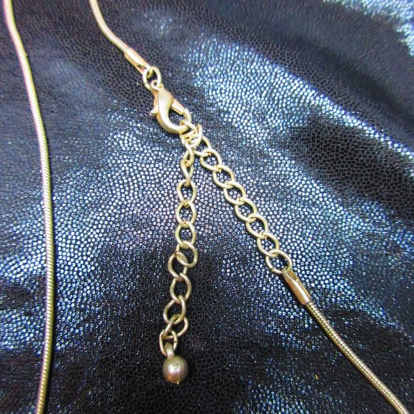 Adjustable Silver Necklace With Blue Rhinestone Focal Piece Pendant With Feather - Picture 2 of 7